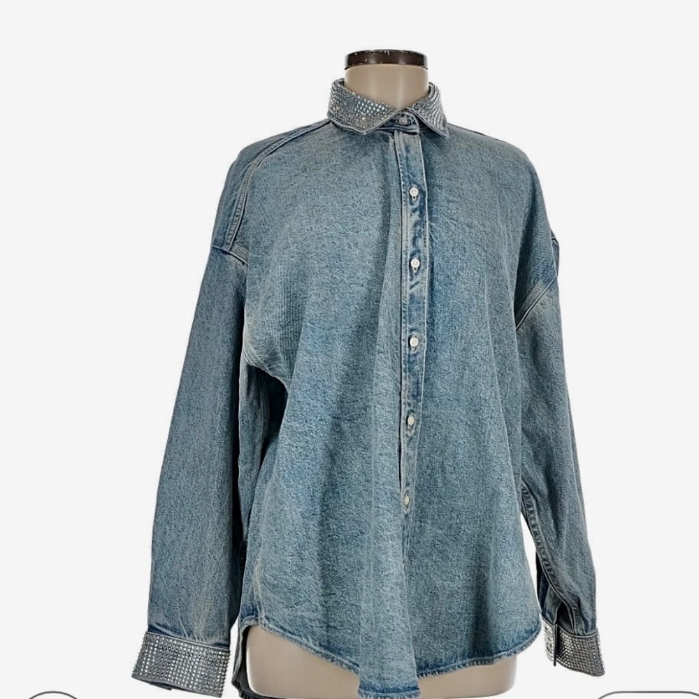 Express Rhinestone Denim Top NWT SZ M